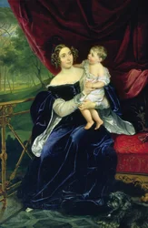 Gravin Olga Ivanovna Orlov-Davydov met haar dochter, 1834